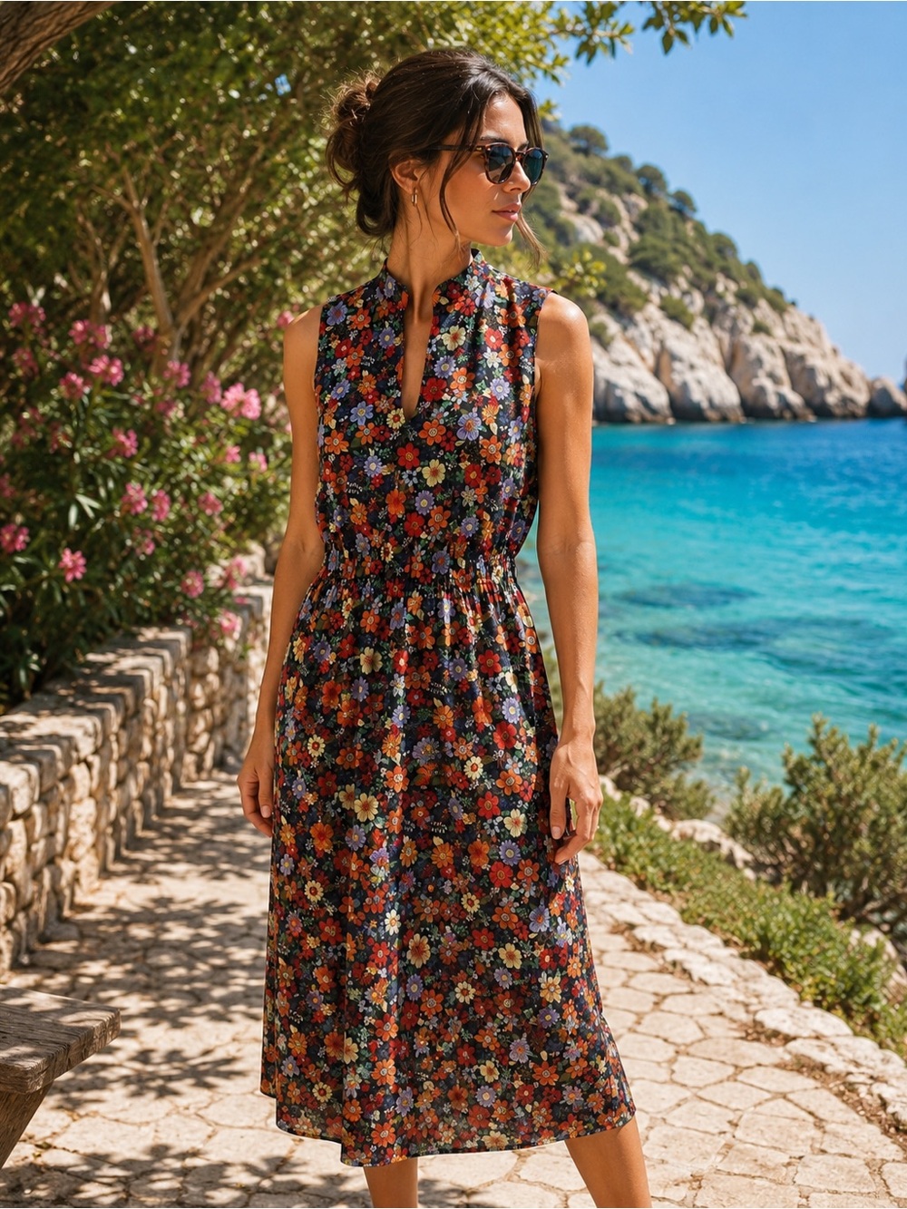 🌸 Anne Klein Sleeveless Floral Midi Dress – No Size Tag (See 📏 Measurements) - Picture 12 of 12